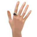 ミキモト MIKIMOTO ルビー ダイヤ デザインリング レッド×パープル×イエローゴールド K18YG ダイヤモンド ルビー ラピスラズリ リング 指輪 18K 750 YG 12号