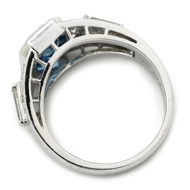 ミキモト MIKIMOTO アクアマリン 2.98ct ダイヤモンド ライトブルー×プラチナシルバー Pt950 アクアマリン ダイヤモンド リング 指輪 MIKIMOTO プラチナ Pt950 スクエア 大粒 16号