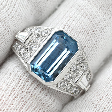 ミキモト MIKIMOTO アクアマリン 2.98ct ダイヤモンド ライトブルー×プラチナシルバー Pt950 アクアマリン ダイヤモンド リング 指輪 MIKIMOTO プラチナ Pt950 スクエア 大粒 16号