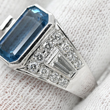 ミキモト MIKIMOTO アクアマリン 2.98ct ダイヤモンド ライトブルー×プラチナシルバー Pt950 アクアマリン ダイヤモンド リング 指輪 MIKIMOTO プラチナ Pt950 スクエア 大粒 16号