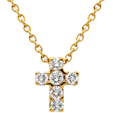 ヴァンクリーフアーペル Van Cleef & Arpels ミニクロアチュール ダイヤ ペンダント VCARF69100 イエローゴールド K18YG ダイヤモンド ネックレス クロス 十字架 Au750 18K YG