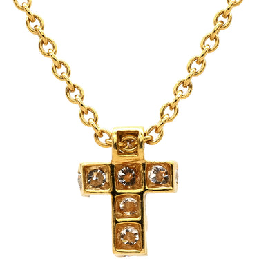 ヴァンクリーフアーペル Van Cleef & Arpels ミニクロアチュール ダイヤ ペンダント VCARF69100 イエローゴールド K18YG ダイヤモンド ネックレス クロス 十字架 Au750 18K YG