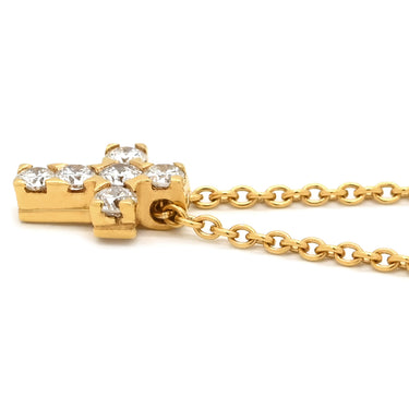 ヴァンクリーフアーペル Van Cleef & Arpels ミニクロアチュール ダイヤ ペンダント VCARF69100 イエローゴールド K18YG ダイヤモンド ネックレス クロス 十字架 Au750 18K YG