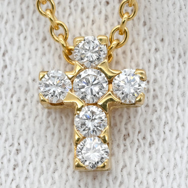 ヴァンクリーフアーペル Van Cleef & Arpels ミニクロアチュール ダイヤ ペンダント VCARF69100 イエローゴールド K18YG ダイヤモンド ネックレス クロス 十字架 Au750 18K YG