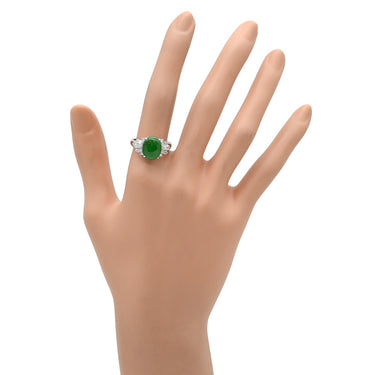 タサキ TASAKI ヒスイ ジェイダイト ダイヤ 10082877 グリーン×プラチナシルバー Pt900 ヒスイ ダイヤモンド リング 指輪 TASAKI 緑 プラチナ 翡翠 オーバルカボションカット 14.5号