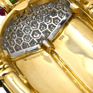 ティファニー Tiffany & Co スカラベモチーフ ブラック×イエローゴールド×プラチナシルバー K18YG Pt950 ルビー タンザナイト ツァボライト ダイヤモンド ブローチ T＆Co. マルチストーン ダイヤモンド