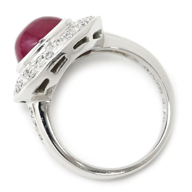 タサキ TASAKI ルビー ダイヤ レッド×プラチナシルバー Pt900 ルビー ダイヤモンド リング 指輪 赤 TASAKI プラチナ900 オーバルカボションカット 10号