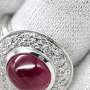 タサキ TASAKI ルビー ダイヤ レッド×プラチナシルバー Pt900 ルビー ダイヤモンド リング 指輪 赤 TASAKI プラチナ900 オーバルカボションカット 10号