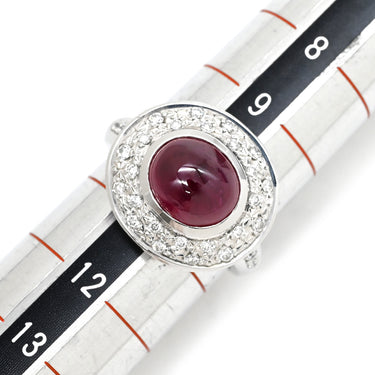 タサキ TASAKI ルビー ダイヤ レッド×プラチナシルバー Pt900 ルビー ダイヤモンド リング 指輪 赤 TASAKI プラチナ900 オーバルカボションカット 10号