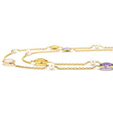 ミキモト MIKIMOTO ステーション ロングネックレス マルチカラー×イエローゴールド K18YG アメジスト ピンククオーツ トパーズ パール ネックレス MIKIMOTO アメジスト ピンククオーツ トパーズ パール