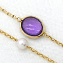 ミキモト MIKIMOTO ステーション ロングネックレス マルチカラー×イエローゴールド K18YG アメジスト ピンククオーツ トパーズ パール ネックレス MIKIMOTO アメジスト ピンククオーツ トパーズ パール