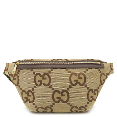 グッチ GUCCI ジャンボGG ベルトバッグ 696031 ベージュ×ブラウン レザー ジャンボGGキャンバス ボディバッグ ゴールド金具 ウエストバッグ 茶