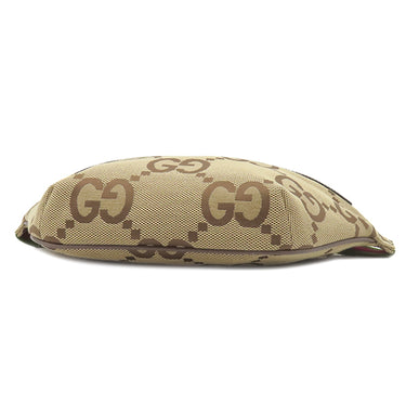 グッチ GUCCI ジャンボGG ベルトバッグ 696031 ベージュ×ブラウン レザー ジャンボGGキャンバス ボディバッグ ゴールド金具 ウエストバッグ 茶