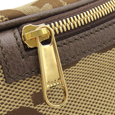 グッチ GUCCI ジャンボGG ベルトバッグ 696031 ベージュ×ブラウン レザー ジャンボGGキャンバス ボディバッグ ゴールド金具 ウエストバッグ 茶
