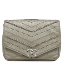 シャネル CHANEL シェブロ チェーン ショルダー シルバーグレー レザー ショルダーバッグ ココマーク エンベロープ