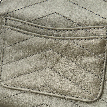 シャネル CHANEL シェブロ チェーン ショルダー シルバーグレー レザー ショルダーバッグ ココマーク エンベロープ