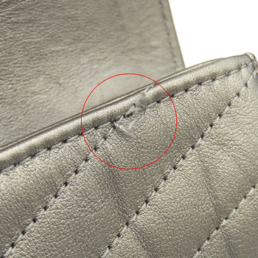 シャネル CHANEL シェブロ チェーン ショルダー シルバーグレー レザー ショルダーバッグ ココマーク エンベロープ
