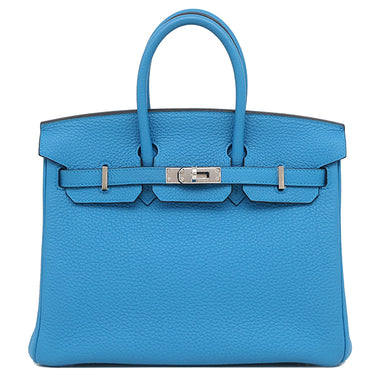 エルメス HERMES バーキン25 ブルーザンジバル トゴ ハンドバッグ シルバー金具