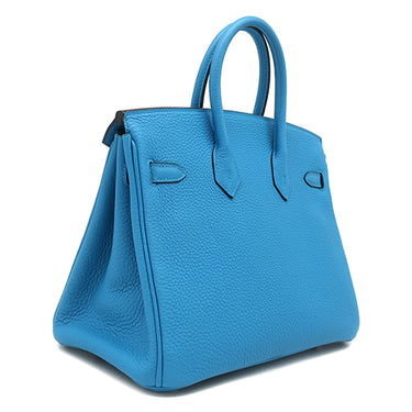エルメス HERMES バーキン25 ブルーザンジバル トゴ ハンドバッグ シルバー金具