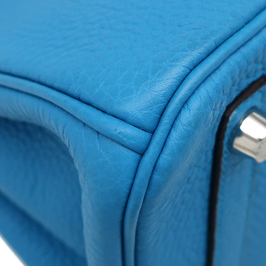エルメス HERMES バーキン25 ブルーザンジバル トゴ ハンドバッグ シルバー金具