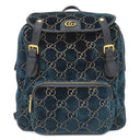 グッチ GUCCI GGベルベット スモール バックパック 574942 ブルー ベルベット レザー リュック・デイパック ゴールド金具