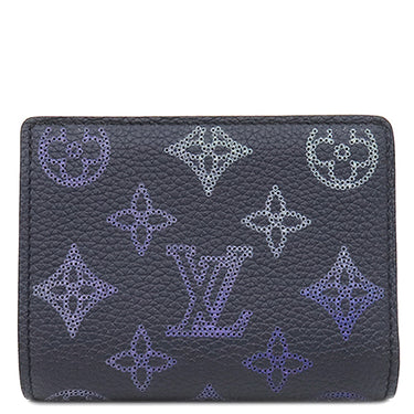 ルイヴィトン LOUIS VUITTON ポルトフォイユ クレア M81171 ネイビー モノグラムマヒナ 二つ折り財布 シルバー金具 グラデーション フライトモード
