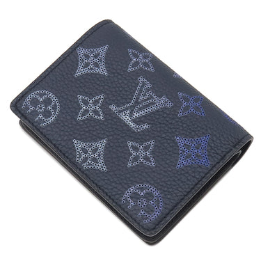 ルイヴィトン LOUIS VUITTON ポルトフォイユ クレア M81171 ネイビー モノグラムマヒナ 二つ折り財布 シルバー金具 グラデーション フライトモード