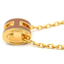 エルメス HERMES ポップアッシュ ミニ ペンダント ニューゴールド×ゴールド GP ラッカー ネックレス Hモチーフ 茶 新品 未使用