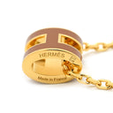 エルメス HERMES ポップアッシュ ミニ ペンダント ニューゴールド×ゴールド GP ラッカー ネックレス Hモチーフ 茶 新品 未使用