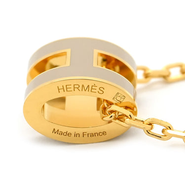 エルメス HERMES ポップアッシュ ミニ ペンダント マロングラッセ×ゴールド GP ラッカー ネックレス Hモチーフ
