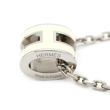 エルメス HERMES ポップアッシュ ミニ ペンダント ホワイト×シルバー メタル ラッカー ネックレス Hモチーフ 白 新品 未使用