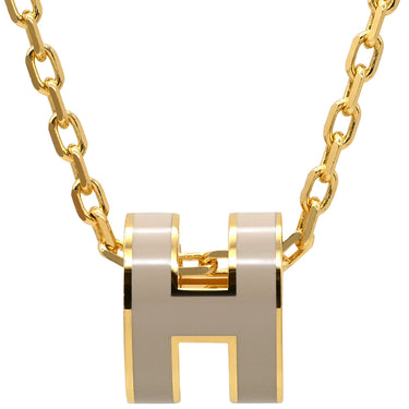 エルメス HERMES ポップアッシュ ミニ ペンダント マロングラッセ×ゴールド GP ラッカー ネックレス Hモチーフ 新品 未使用