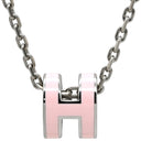 エルメス HERMES ポップアッシュ ミニ ペンダント ローズドラジェ×シルバー メタル ラッカー ネックレス Hモチーフ ピンク