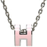エルメス HERMES ポップアッシュ ミニ ペンダント ローズドラジェ×シルバー メタル ラッカー ネックレス Hモチーフ ピンク