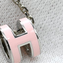 エルメス HERMES ポップアッシュ ミニ ペンダント ローズドラジェ×シルバー メタル ラッカー ネックレス Hモチーフ ピンク