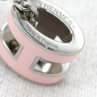 エルメス HERMES ポップアッシュ ミニ ペンダント ローズドラジェ×シルバー メタル ラッカー ネックレス Hモチーフ ピンク