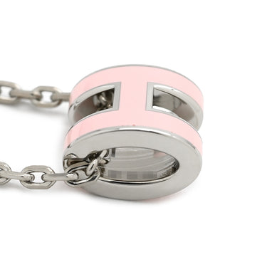エルメス HERMES ポップアッシュ ミニ ペンダント ローズドラジェ×シルバー メタル ラッカー ネックレス Hモチーフ ピンク