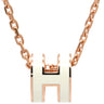 エルメス HERMES ポップアッシュ ミニ ペンダント ホワイト×ローズゴールド GP ラッカー ネックレス ピンクゴールド Hモチーフ 白 新品 未使用