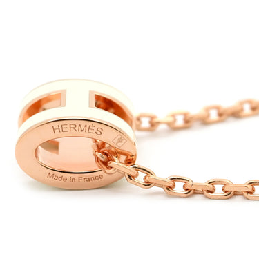エルメス HERMES ポップアッシュ ミニ ペンダント ホワイト×ローズゴールド GP ラッカー ネックレス ピンクゴールド Hモチーフ 白 新品 未使用