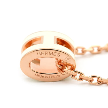 エルメス HERMES ポップアッシュ ミニ ペンダント ホワイト×ローズゴールド GP ラッカー ネックレス ピンクゴールド Hモチーフ 白 新品 未使用