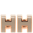 エルメス HERMES ポップアッシュ Hピアス ミニ マロングラッセ×ローズゴールド GP エナメル ピアス ピンクゴールド H型