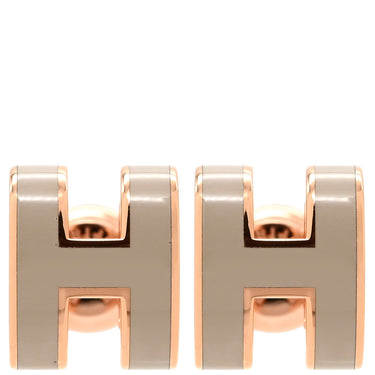 エルメス HERMES ポップアッシュ Hピアス ミニ マロングラッセ×ローズゴールド GP エナメル ピアス ピンクゴールド H型