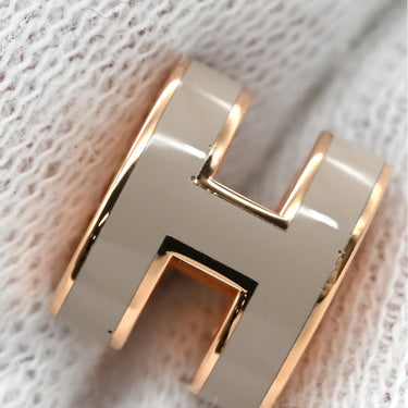 エルメス HERMES ポップアッシュ Hピアス ミニ マロングラッセ×ローズゴールド GP エナメル ピアス ピンクゴールド H型