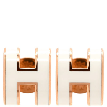 エルメス HERMES ポップアッシュ Hピアス ミニ ホワイト×ローズゴールド GP エナメル ピアス ピンクゴールド H型 新品 未使用