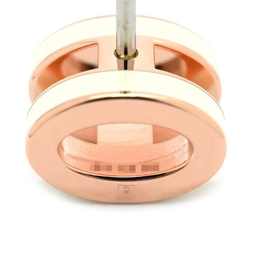 エルメス HERMES ポップアッシュ Hピアス ミニ ホワイト×ローズゴールド GP エナメル ピアス ピンクゴールド H型 新品 未使用