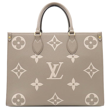 ルイヴィトン LOUIS VUITTON オンザゴー MM M45494 トゥルトレール×クレーム モノグラムアンプラント バイカラーモノグラムアンプラント トートバッグ ゴールド金具 グレー 肩掛け
