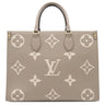 ルイヴィトン LOUIS VUITTON オンザゴー MM M45494 トゥルトレール×クレーム モノグラムアンプラント バイカラーモノグラムアンプラント トートバッグ ゴールド金具 グレー 肩掛け