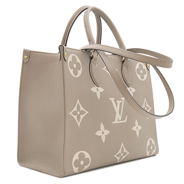 ルイヴィトン LOUIS VUITTON オンザゴー MM M45494 トゥルトレール×クレーム モノグラムアンプラント バイカラーモノグラムアンプラント トートバッグ ゴールド金具 グレー 肩掛け