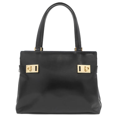 サルヴァトーレ・フェラガモ Salvatore Ferragamo ガンチーニ バッグ DY210166 ブラック レザー ハンドバッグ ゴールド金具 黒 ショルダーストラップ欠品