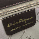 フェラガモ FERRAGAMO ガンチーニ ブラウン×マルチカラー キャンバス レザー トートバッグ ゴールド金具 茶 ヒョウ アニマル